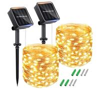 Symihoo [2 Pack] Solar Garden String Lights Outdoor,240 LED Extra-Long12M/40Ft Solar Fairy Lights,8 Modes Decor Solar Powered Lighting Waterproof for Patio,Yard,Party (Warm-White)