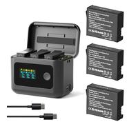 SYMIK 3-Pack Hero 13 Batteries and Charger for GoPro Hero 13 Accessories | Smart UI Charger, OLED Display, 2100mAh Enduro Battery, 24W Triple-Slot Intelligent Fast Charging Case Hub for Go Pro Hero 13