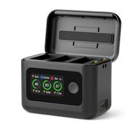 SYMIK Battery Charger for GoPro Hero 13 and Mission 1 Pro Series, 27W Triple Slots Fast Charging Case w/LCD Display, Intelligent Two Way Charger Hub for Go Pro Hero 13 Mission 1 Pro Accessories