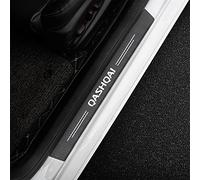 Symilov 4pcs Car Outer Door Sill Protector Kick Plates for NIS-san Qashqai J10 J11 2021 2020 2019-2007, Carbon Fiber Scuff Guard Threshold Cover Pedal Trim Sticker Auto Styling Accessories,Black