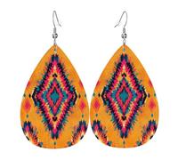 Symmetrical and mysterious patterns Women's Teardrop Leather Earrings - Lightweight PVC Dangle Earrings, 925 Silver Hooks, Double-Sided Prints | Hypoallergenic Gift