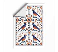 Symmetrical Bird Pattern Art Deco Unframed Wall Art Print A1 (84.1×59.4cm), Wall Decor for Living Room, Bedroom, Office & Home, Art Gift