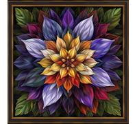 Symmetrical Colorful Flower Mandala DIY 11CT Counted Cross Stitch Kits for Beginners Easy Stamped Fabric Embroidery Needlecraft Art Wall Decor 38x38cm(7)