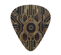 Symmetrical electrode path printed guitar picks, 12-piece set with thin, medium, and thick styles, comes with a storage case