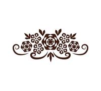 Symmetrical Floral Scandinavian Folk Art Silhouette Wall Decals PVC 48x108.6cm Do not Damage The Wall Surface Coffee