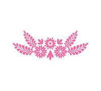Symmetrical Floral Scandinavian Folk Art Silhouette Wall Stickers Paster Paper 30x76.5cm Easy Installation Pink