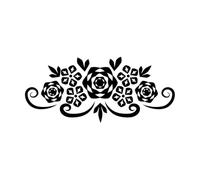 Symmetrical Floral Scandinavian Folk Art Silhouette Wall Stickers Paster Paper 48x108.6cm Art Mural Painting Black