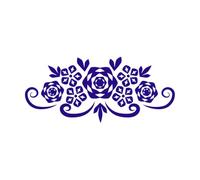 Symmetrical Floral Scandinavian Folk Art Silhouette Wall Stickers Paster Paper 48x108.6cm Store Decoration DarkBlue