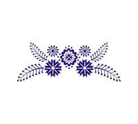 Symmetrical Floral Scandinavian Folk Art Silhouette Wall Stickers Paster Paper 48x126.2cm Do not Damage The Wall Surface DarkBlue