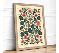 Symmetrical Floral Tapestry Botanical Framed Wall Art Print A4 (29.7×21cm) Oak, Wall Decor for Living Room, Bedroom, Office & Home, Ready to Hang, Art Gift