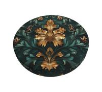Symmetrical Leaves On Both Sides Print Round Bar Chair Cushion Cover Stool Slipcover, Soft Bar Stool Seat Cover For Home Kitchen Dining Cafe Office 14 Inch