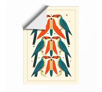 Symmetrical Parrots Mid-Century Unframed Wall Art Print A3 (42×29.7cm), Wall Decor for Living Room, Bedroom, Office & Home, Art Gift