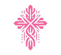 Symmetrical Style Christian Cross Wall Stickers Paster Paper 38x51.5cm Store Decoration Pink