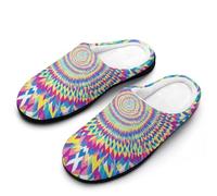 Symmetrical Triangles Colorful Women's Slippers Cotton Warm House Shoes with Rubber Anti-Slip Sole Slip On for Home Outdoor 11-12(42-43)