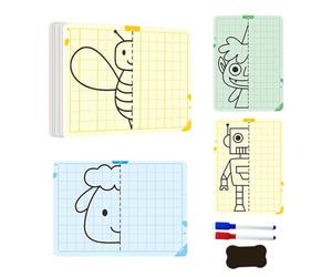 Symmetry Drawing Board For Kids - Educational Mirror Art Trainer, Grid Device | Thick Card Material 14x10cm STEM Painting Practice Visual Learning Kit Classroom Nursery Homeschool Creative Cogn