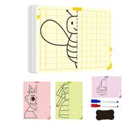 Symmetry Drawing Card - 5.51x3.94 inches Thickened cardboard | Pattern Tracing Board, 20 Pages Grid Symmetries, Educational Advancement Through Concentration Training Grid Symmetry Drawing | Home, K