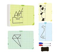Symmetry Drawing For Erasable Grid Art Board | 20 Page Creative Mirror Patterned Card Set For Concentration, Fine Motor Skills, Training Skills