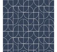 Symmetry Geometric Shapes Wallpaper Navy / Silver Rasch 310108