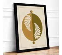 Symmetry in Ferns Mid-Century Framed Wall Art Print A3 (42×29.7cm) Black, Wall Decor for Living Room, Bedroom, Office & Home, Ready to Hang, Art Gift