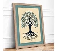 Symmetry of Root and Branch Botanical Framed Wall Art Print A2 (59.4×42cm) Oak, Wall Decor for Living Room, Bedroom, Office & Home, Ready to Hang, Art Gift