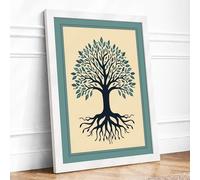 Symmetry of Root and Branch Botanical Framed Wall Art Print A3 (42×29.7cm) White, Wall Decor for Living Room, Bedroom, Office & Home, Ready to Hang, Art Gift