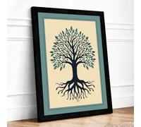 Symmetry of Root and Branch Botanical Framed Wall Art Print A4 (29.7×21cm) Black, Wall Decor for Living Room, Bedroom, Office & Home, Ready to Hang, Art Gift