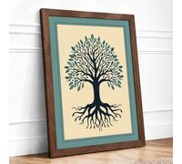 Symmetry of Root and Branch Botanical Framed Wall Art Print A4 Walnut