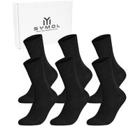 SYMOL Diabetic Socks Mens Socks Womens 6 Pairs 6-17.5 Extra Large Non Binding Seamless Designed for Seniors,Pregnant Women & Individuals with Swollen Feet with Gift Box.(Black,15-17.5)