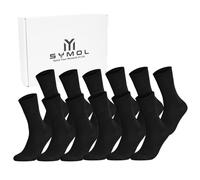 SYMOL Diabetic Socks Mens Socks Womens 6 Pairs 6-17.5 Extra Large Non Binding Seamless Designed for Seniors,Pregnant Women & Individuals with Swollen Feet with Gift Box.(Black,12-14)