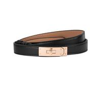 SYMOL Women Skinny Leather Belt Classic Solid Color Alloy Turn Lock Ladies Adjustable Leather Belt Waist 20''-39" Slim Thin Waist Belt For Dresses Jeans Pants Coat.(Black)