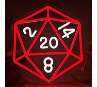 Symone DND Dice Neon Sign, Dungeons and Dragons Dice Game Neon Light USB Powered LED Dimmable, for Dice Themed Room Tabletop Gaming Night Decor Dice Shaped Lighting for Game Rooms(13 * 11.6in)