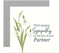 Sympathetic Loss Card for Partner, 'Deepest Sympathy' Gift, Elegant Snowdrop Design, for Partner or Loved One, Blank Inside with Envelope