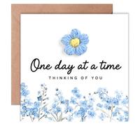 Sympathy Card 14x14cm, Thinking of You Bereavement Card with Forget-Me-Not, Blank Inside to Personalise, Kraft Envelope - Condolence Card for Loss