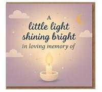 Sympathy Card - A Little Light Shining Bright, In Loving Memory Of - Candle and Night Sky Design - Condolence Remembrance Card