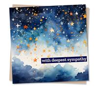 Sympathy Card, Condolence for Family, Friend - Starry Night Sky | for Him, Her, Men, Women, Colleague, Bereavement, Bestie - from All of Us - Navy, Gold - Blank Inside, with Envelope