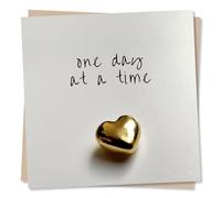 Sympathy Card, Condolences, One Day at a Time, for Friend - Gold Heart
