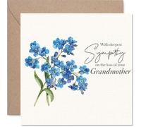 Sympathy Card - Deep Sympathy Loss of Your Grandmother - Bereavement Card for Grandson Granddaughter, 145mm x 145mm Nanna Grandma Mournful Greeting Cards