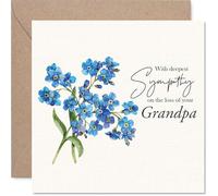 Sympathy Card - Deep Sympathy Loss of Your Grandpa - Bereavement Card for Grandson Granddaughter, 145mm x 145mm Grandfather Grandad Mournful Greeting Cards