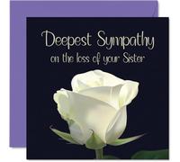 Sympathy Card - Deepest Sympathy on the loss of your Sister - Floral Snowdrops Condolences Card, Mourning Bereavement Cards for Adults, 145mm Flowers Greeting Cards
