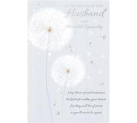 Sympathy Card for Loss of Husband, Silver Foil Finish with Dandelion Design