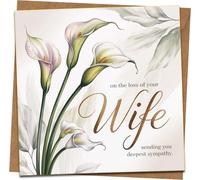 Sympathy Card for Loss of Wife - Elegant Calla Lily Design - 145mm x 145mm Square - Includes Kraft Envelope - Condolence Greeting Card, Blank Inside