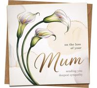 Sympathy Card for Mum - Loss of Mother Condolence Card, Calla Lily Design, Luxury Greeting, 145mm x 145mm Square, Includes Kraft Envelope