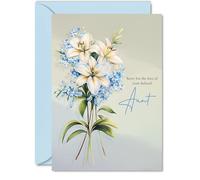 Sympathy Card Loss of Aunt - Floral Deepest Sympathy Flowers - Mourning Bereavement Cards for Adults, A5 Condolences Thinking of You Greeting Cards
