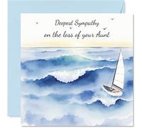 Sympathy Card Loss of Aunt - Sail into the Sunset - Mourning Bereavement Cards for Adults, 145mm To Greeting Cards