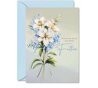Sympathy Card Loss of Father - Floral Deepest Sympathy Flowers - Mourning Bereavement Cards for Adults, 5x7 Inch Condolences Thinking of You Greeting Cards