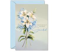 Sympathy Card Loss of Grandad - Floral Deepest Sympathy Flowers - Mourning Bereavement Cards for Adults, A5 Condolences Thinking of You Greeting Cards
