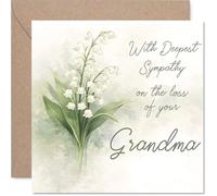 Sympathy Card - Loss of Grandma - Gentle Comfort in Hard Times - Delicate Lilies of the Valley Watercolour Illustration - 145mm Square, Envelope Included