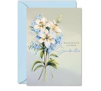 Sympathy Card Loss of Grandmother - Floral Deepest Sympathy Flowers - Mourning Bereavement Cards for Adults, 5x7 Inch Condolences Thinking of You Greeting Cards