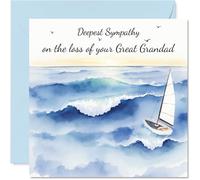 Sympathy Card Loss of Great Grandad - Sail into the Sunset - Mourning Bereavement Cards for Adults, 145mm Condolences Thinking of You Greeting Cards