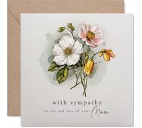 Sympathy Card, Loss of Mum Delicate Watercolour Floral Bouquet